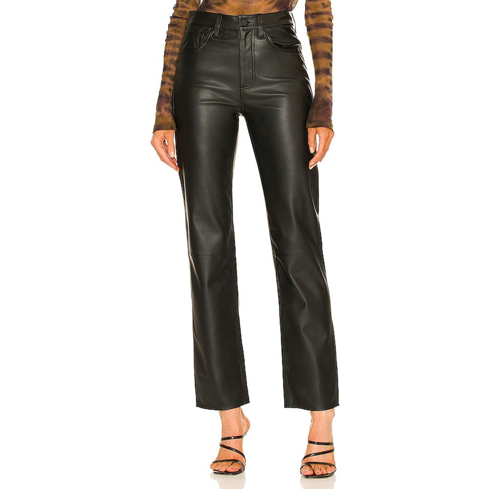 Ag Jeans 'Alexxis' Black Faux Leather Straight Pant Size 24
